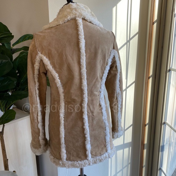 Wilson’s Leather Maxima Small Leather Patchwork Coat Faux Fur Tan Brown S - Picture 10 of 15